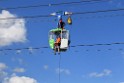 Koelner Seilbahn Gondel blieb haengen Koeln Linksrheinisch P288